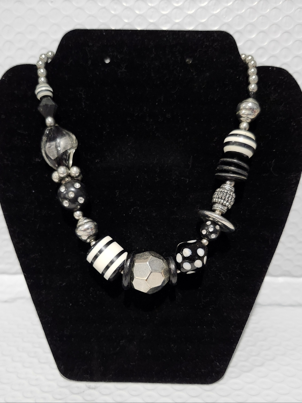 Black & White Beaded Statement Necklace